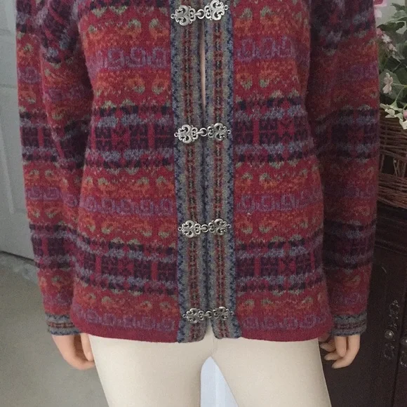 Cambridge Dry Goods Nordic Wool Cardigan Sweater Toggle Front - Picture 4 of 8